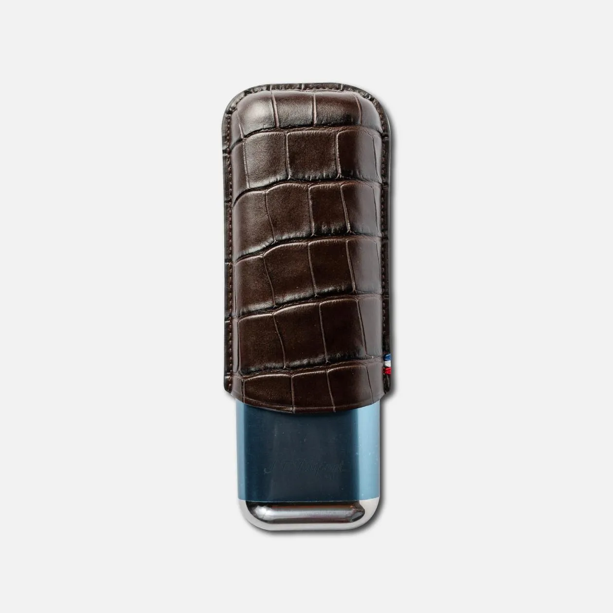 S.T. Dupont luxury cigar case with crocodile leather pattern.