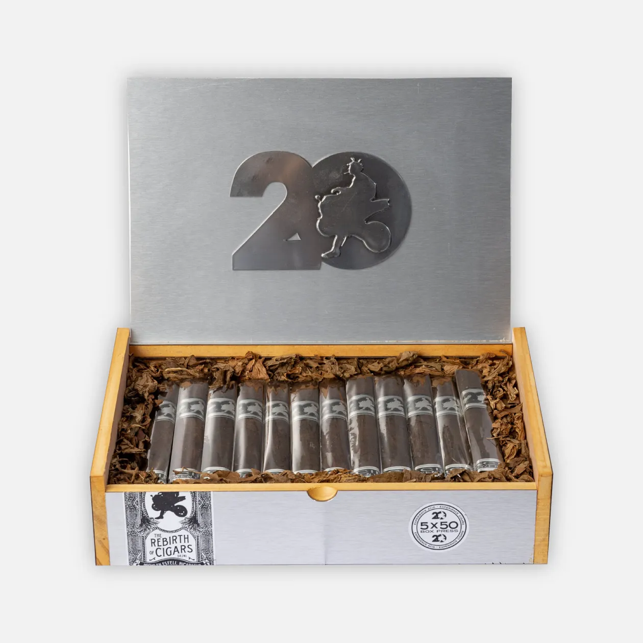 Rebirth Cigars, 20th Anniversary Edition, elegant display.