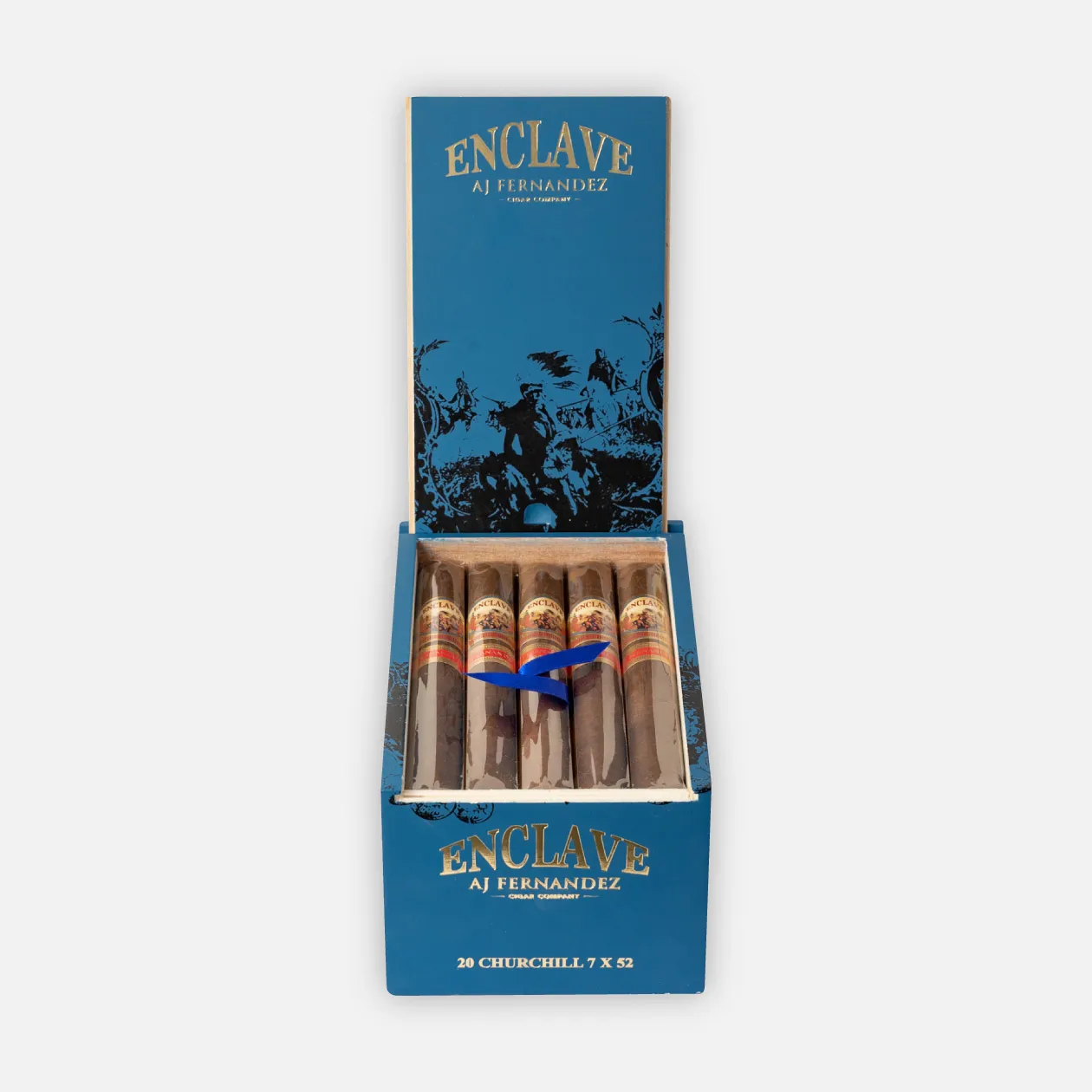 AJ Fernandez Enclave Churchill Cigars in elegant blue box.