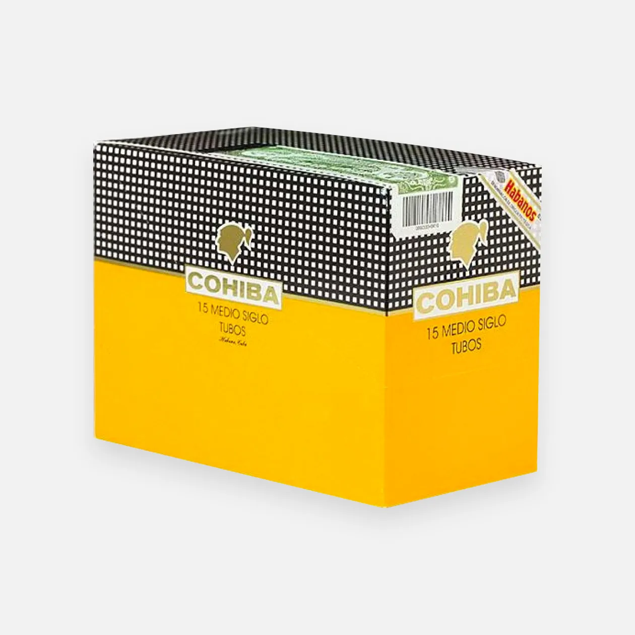 Cohiba Medio Siglo Tubos, premium Cuban cigars in vibrant packaging.