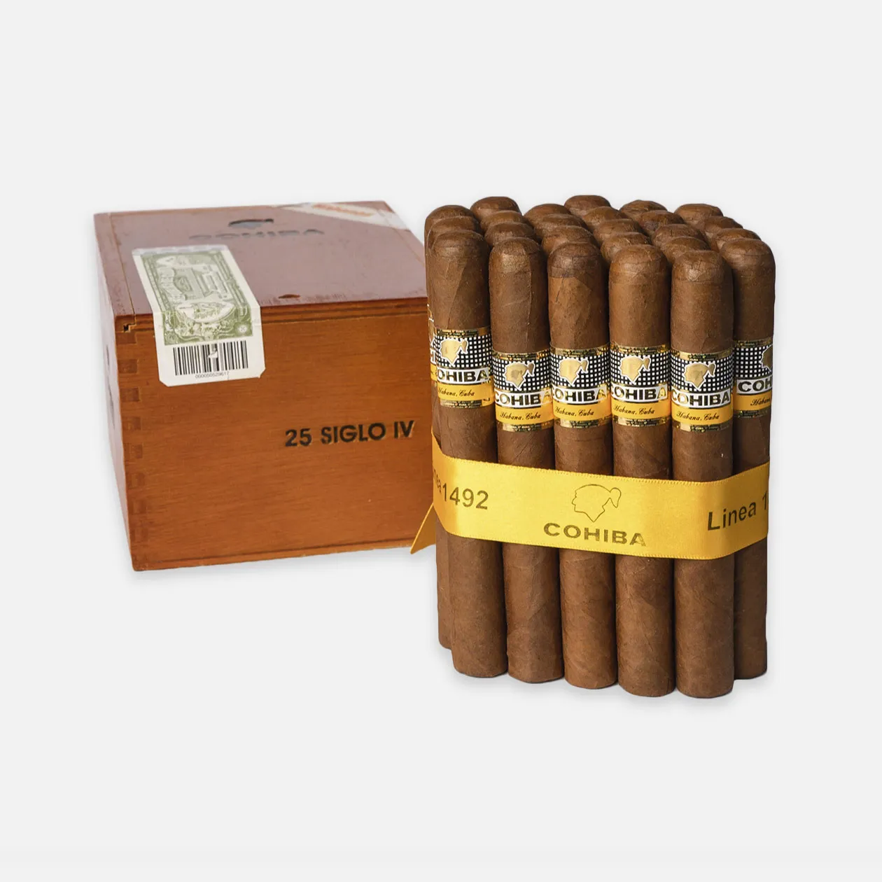 Cohiba Siglo IV cigars, elegantly packaged, premium Cuban tobacco.