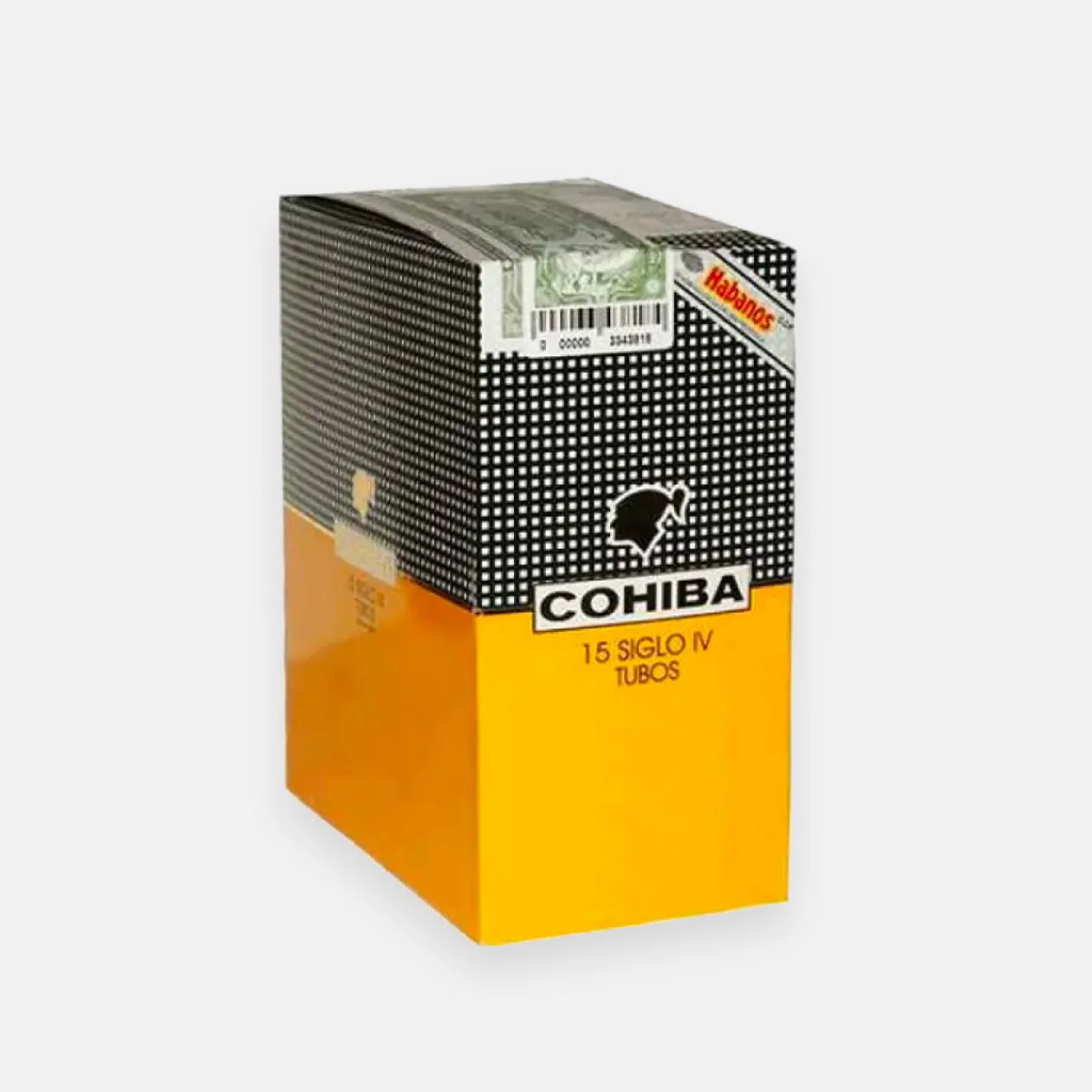 Cohiba Siglo IV Tubos cigars in sleek black and yellow packaging.