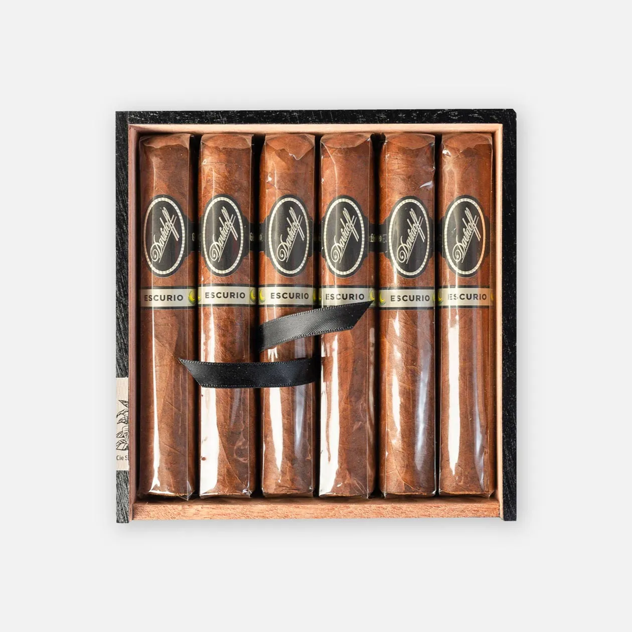Davidoff Escurio cigars, elegant presentation in a sleek wooden box.