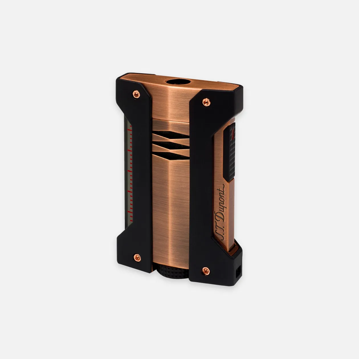 S.T. Dupont bronze and black cigar torch lighter, sleek and modern design.