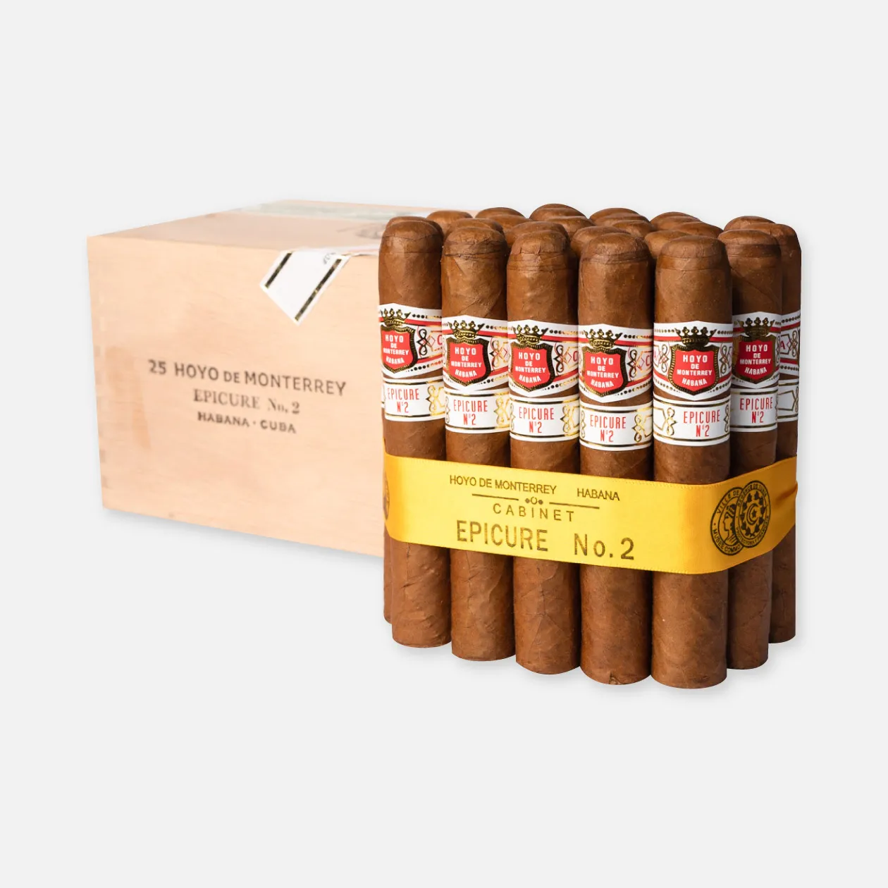 Hoyo de Monterrey Epicure No. 2 cigars, elegant and classic presentation.