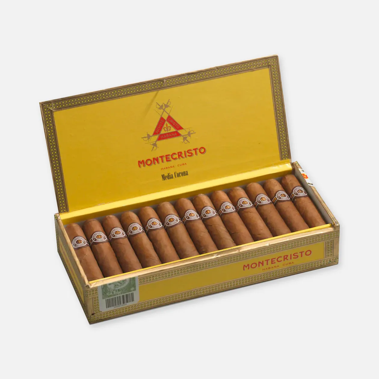 Montecristo Media Corona cigars in an elegant yellow box.