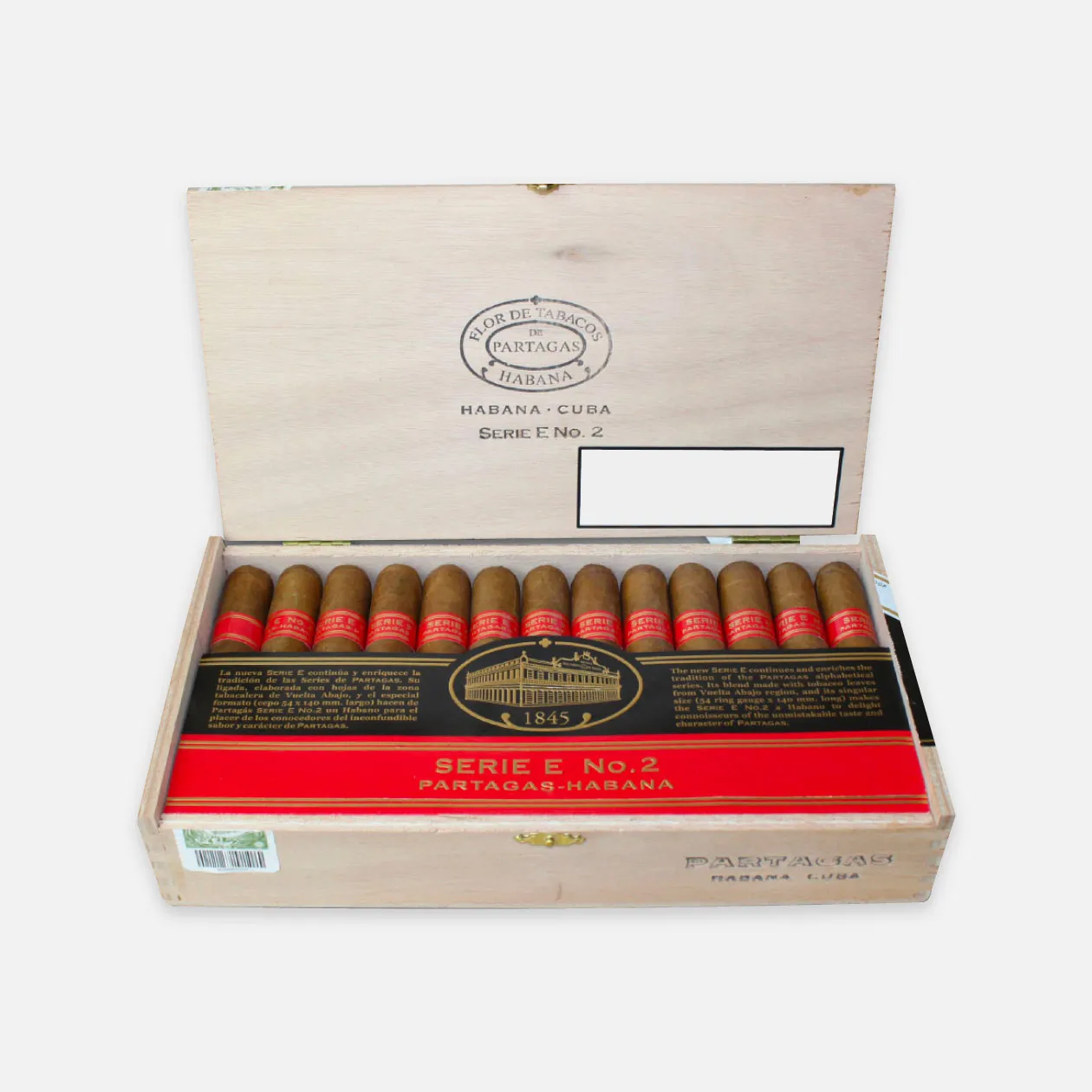 Partagas Serie E No. 2 box of Cuban cigars.