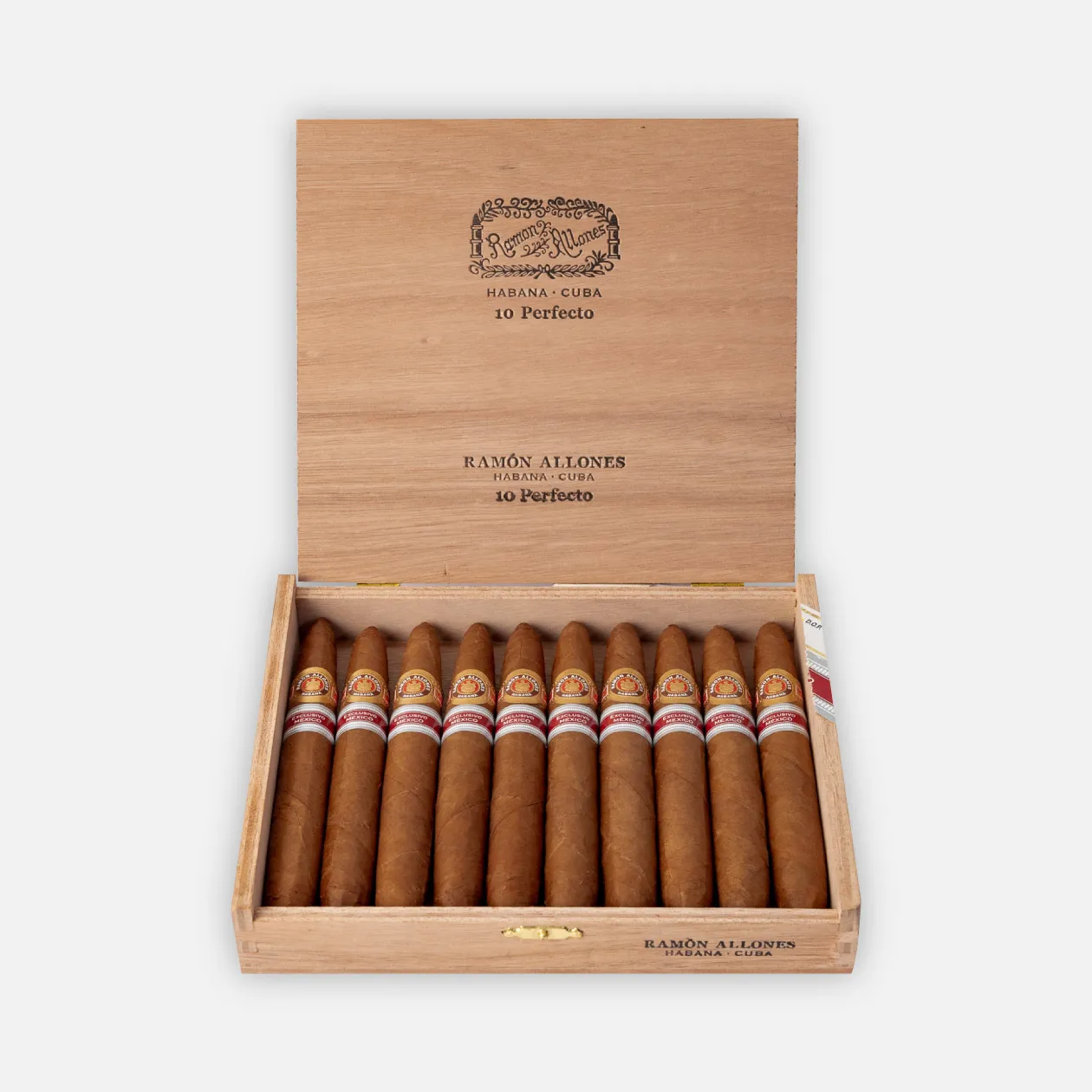 Ramón Allones, 10 Perfecto cigars, elegant wooden box presentation.