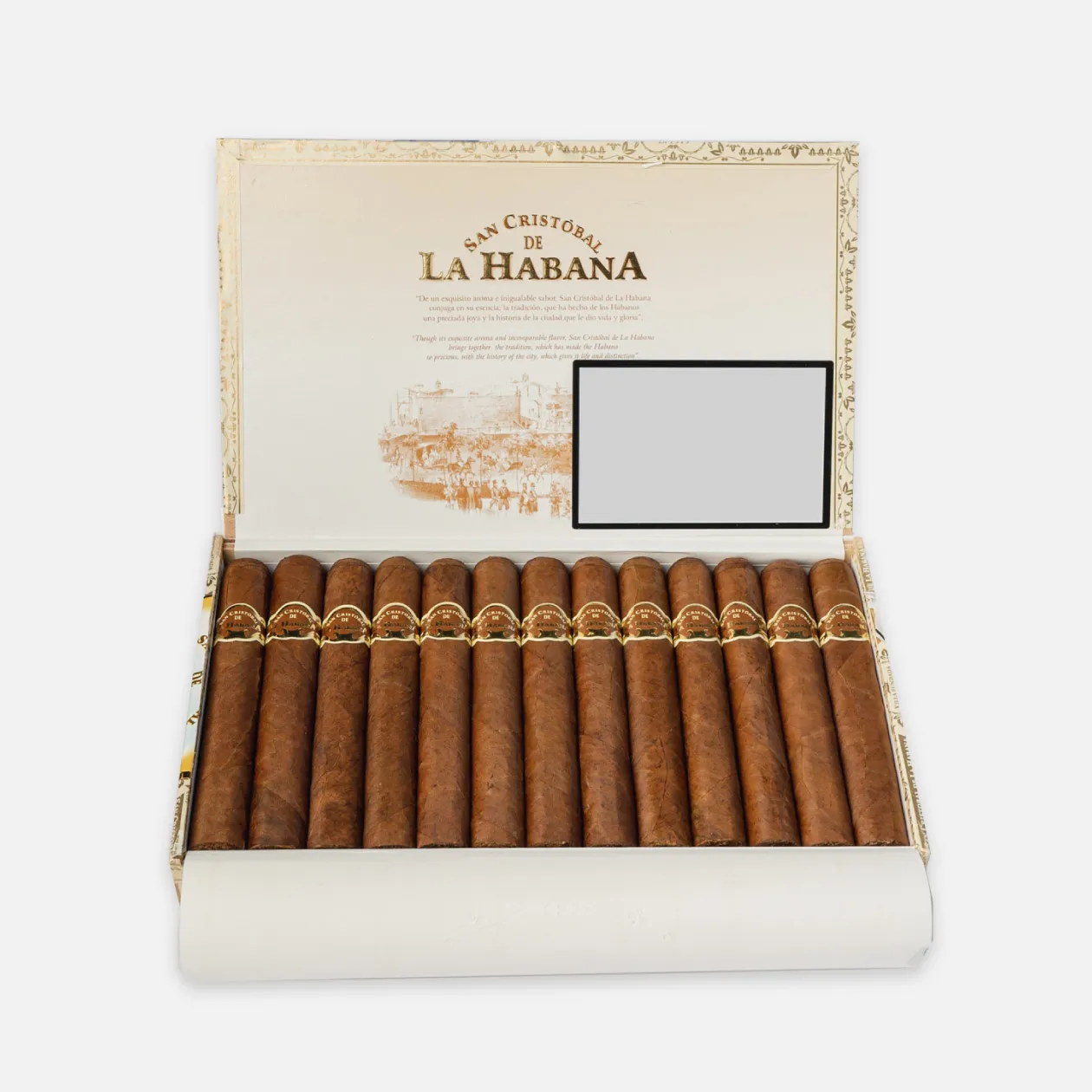 San Cristóbal de La Habana cigars in an elegant open box.
