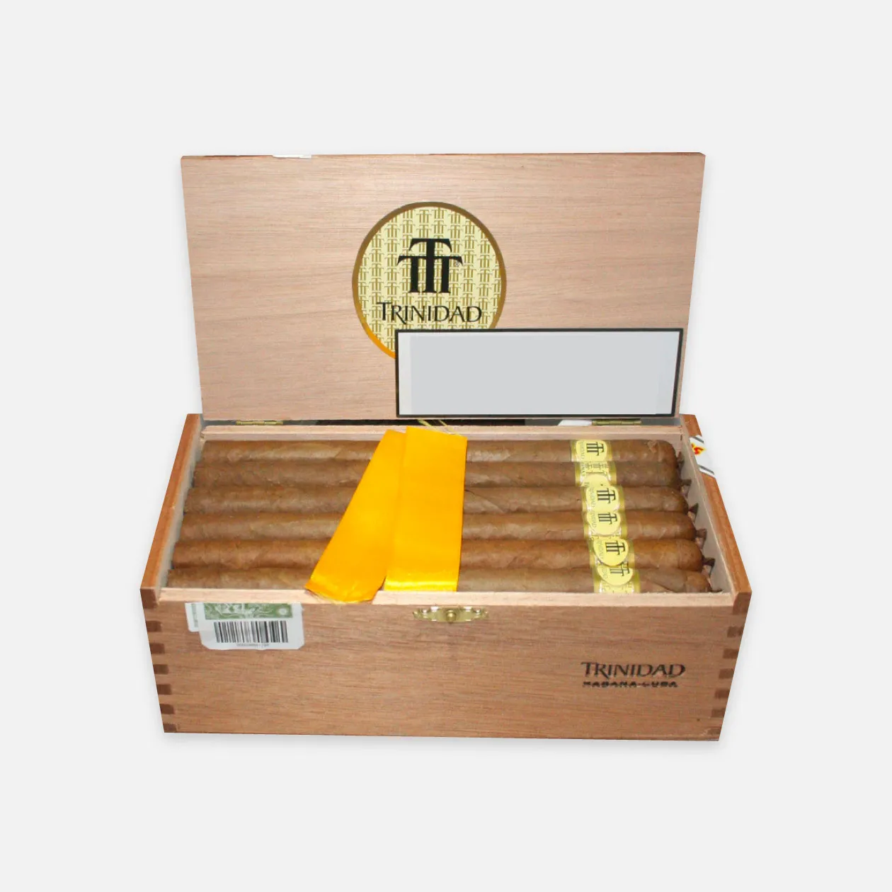 Trinidad cigars in a luxurious wooden box with a classic design.