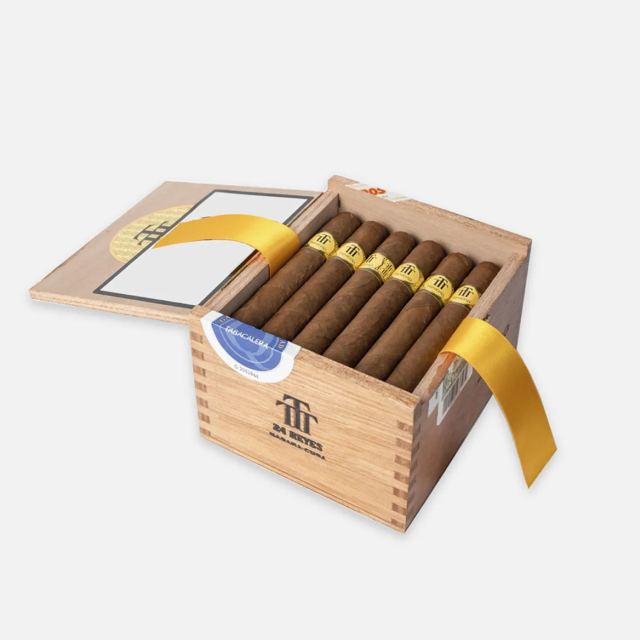 H. Upmann 1844 Reserve cigars in a wooden box with gold accents.